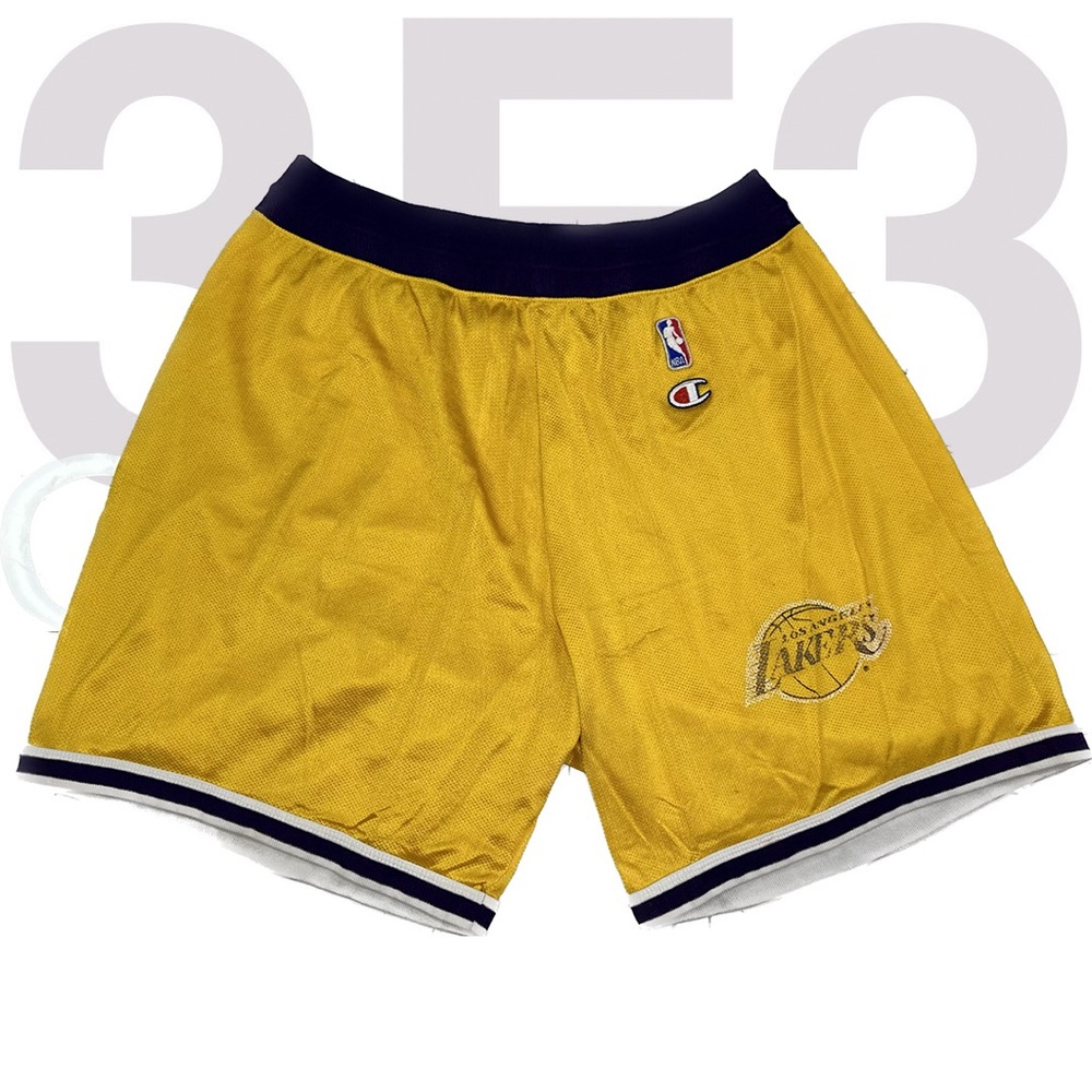 VINTAGE 1980s LA LAKERS NBA BASKETBALL SHORTS SZ L PRPL GOLD